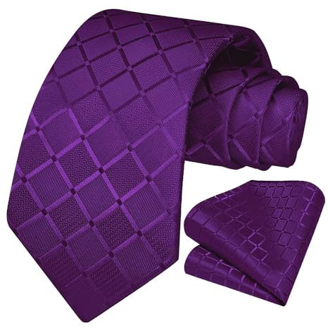 OcioDual Corbata Lila, Corbata Hombre con Pañuelo de Bolsillo, Conjunto Elegante para Celebraciones, Eventos, Corbatas Bodas, Fiestas, Corbatas de Hombre para Regalo, Mens Tie