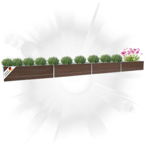 DELUKE® Hochbeet für Garten Oskar Braun | 600x80x45cm | Verzinkter Stahl | Wetterfest | Hochbeet Metall Gartenbeet Kräuterbeet Blumenbeet Beet hoch Frühbeet für Garten Gemüsebeet