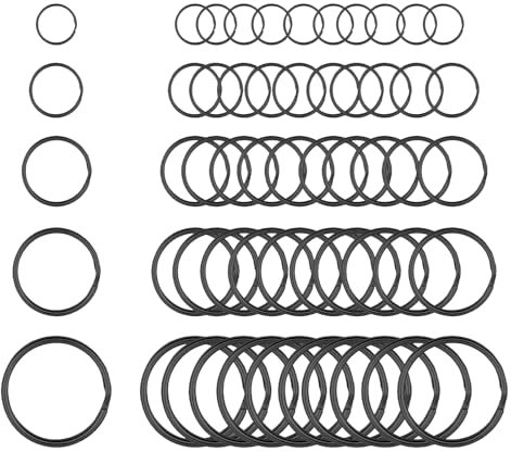 Lunyloer SchlüSselring, 100 Stück AutoschlüSsel Und Basteln, SchlüSselringe Aus Edelstahl für Auto, Haus SchlüSsel ZubehöR(Schwarz ø 30mm/28mm/25mm/20mm/15mm)