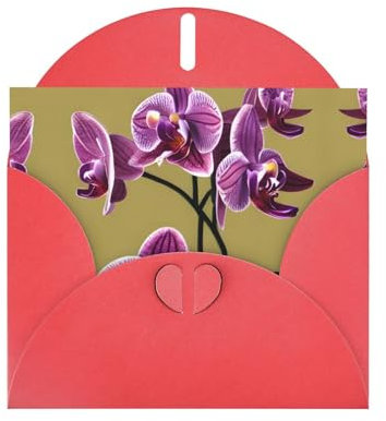 Schöne Orchideen-gemusterte Perlen-Grußkarte, blanko, geeignet für Geburtstag, Hochzeit, Party, Einladung, mit rotem Umschlag