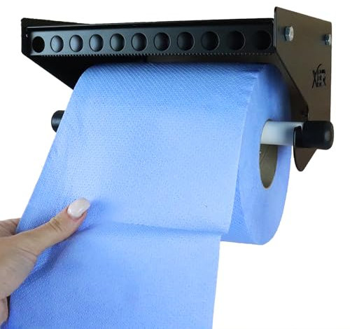 Schwerlast Blau Rolle Papier Handtuch Spender Halter mit Lager Regal Wandmontage Halterung Schwarze Stahl