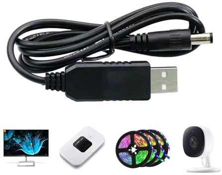 Genérico Cable adaptador USB a 12 V, cable CC a CC 12 V | Cable USB a 12V,Cable adaptador de enrutador DC 5V a 12V Cable convertidor elevador para ventiladores, altavoz inalámbrico