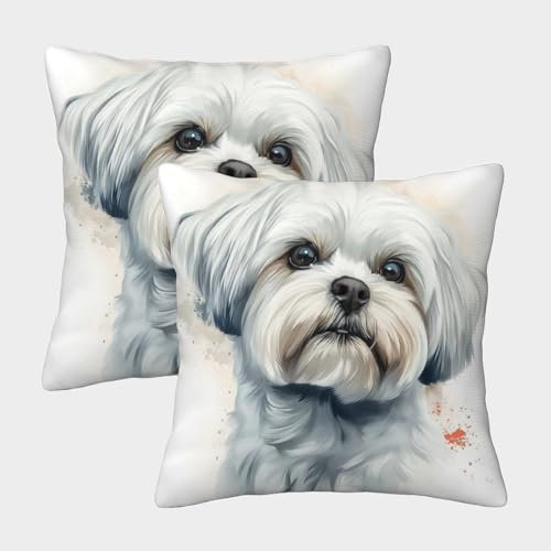 FPAKAKIIE Xishi Hund Personalisiertes Kissenbezug 2er Set - Besonderes Geschenk Für Freunde Dekorative Kopfkissenbezüge Für Sofa, Schlafzimmer, Auto 45x45cm