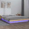 Festnight Letto Matrimoniale 160x200, Struttura Letto con LED, Giroletto in Legno Massello di Pino Naturale, Striscia LED Colorata e Telecomando