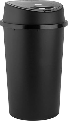 SPECTRAPLAST® 50L TOUCH TOP BIN BLACK PLASTIC KITCHEN BIN RECYCLING BIN PRESS TOP WASTE TRASH FOR OFFICE HOME