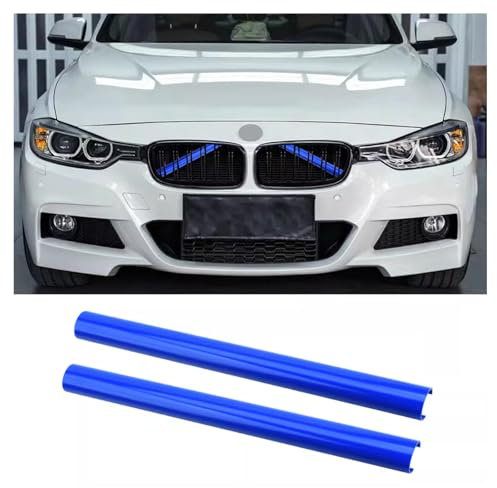 ontto 2 Stücke Auto Frontgrill Einsatz Streifen Kühlergrill Einsätze Zierleiste Passt für BMW X3 F25 G01 X4 F26 G02 X5 E70 F15 F85 G05 X6 F16 F86 X7 G07 Auto Grilleinsatz Kühlergrill Streifen-Blau