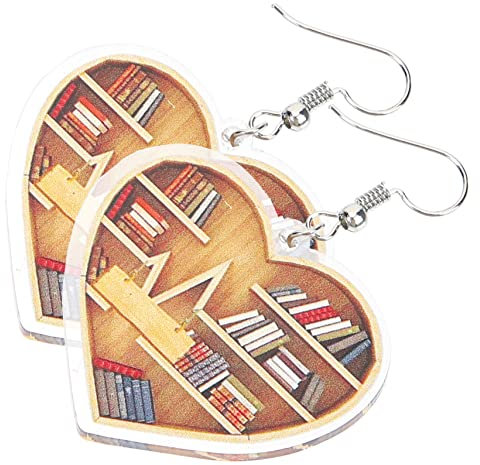 1 Bücher Ohrringe kolczyki damskie heart earrings Ohrringe für Freundinnen für freundinnen Ohrringe für Frauen für Bibliothekare Liebe Ohrringe Acryl VALICLUD