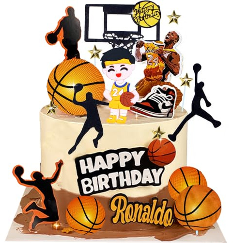 Basketball Cake Toppers für Jungen und Herren, 19 Stück Basketballtortendeko, Geburtstagsfeier Zubehör