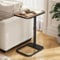 Kitstorack TV Tray Table with Panel Lock, Adjustable Height & 90° Flip-Over Design, Sofa Arm Side Table for Eating, Laptop, Couch, Bed, or Small Spaces,Brown
