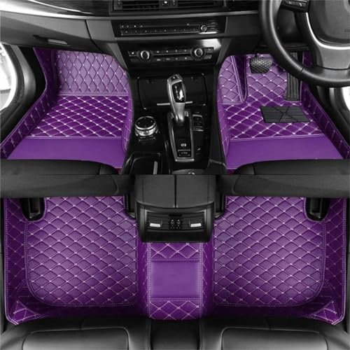 ZHAOWLI Auto Fußmatten nach Maß für Audi RS3 2017 2018 2019 2020 2021 2022, vollständig umlaufende Strapazierfähigen Ledermaterial wasserdicht rutschfest Auto-Fussmatten,Purple/C