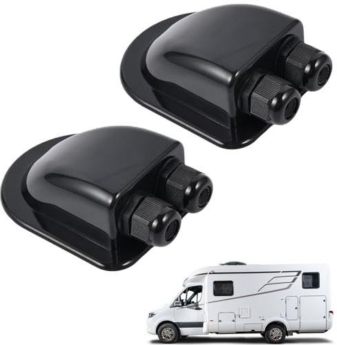 ZXNJA 2 Stück Dachdurchführung Wohnmobil,Dachdurchführung,IP68 wasserdichte Solar-Kabeleinführungsverschraubung,für Solarsatellit Klimaanlage Wohnmobil Wohnwagen Boot,Schwarz