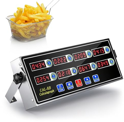 Temporizador de cuisine commercial à 8 canaux, minuteur de cuisine numérique, rappel de friteuse, cuisson, salle à manger, avec sonnerie de volume réglable, acier inoxydable pour restaurant, maison