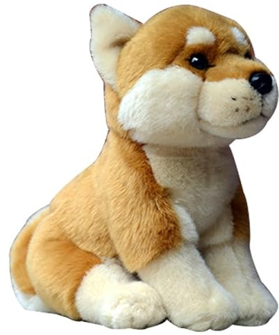 SMJWH Realistisches Shiba Inu Plüschtier, sitzender Hund, Kuscheltier, Akita-Welpe, Geburtstagsgeschenk for