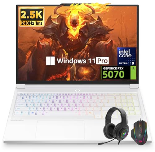Lenovo Legion 7i Gaming Laptop, 16 2.5K 2560x1600 240Hz/1ms OLED, NVIDIA RTX 5070, Intel Ultra 9 275HX (Up to 5.4GHz), 32 GB DDR5 5600MT/s, 2 TB SSD, Wi-Fi 7, BT 5.4, Windows 11 Pro, Glacier White