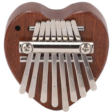 RASTKY Mini-Kalimba mit 8 Tasten, Zuverlässige Konstruktion, Leicht zu Spielendes Daumenklavier für Kinder und Anfänger, Mini-Kalimba aus Peachwood-Stahl (XA65 Herzform)