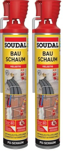Soudal Bauschaum Genius Gun, 750 ml - Einkomponentiger PU-Schaum mit hervorragendem Füllvolumen zum Ausschäumen von Hohlräumen, Dämmen und Isolieren mit innovativer Genius Gun-Technologie