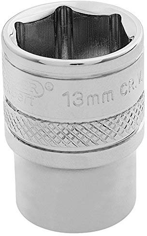 Draper 32633 1/4 Square Drive Polished Chrome Metric Socket, 13 mm Size, Blue