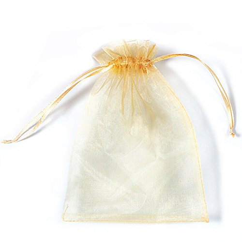 YFZYT Organzabeutel Schmuckbeutel Organza Bonbonsbeutel Hochzeit Geschenk Geburtstag Säckchen Fest Party Beutel 7 X 9CM (100Stk, Gold)