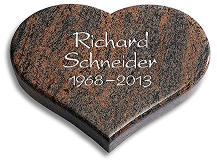 Grabplatte, Grabstein, Grabherz, Urnengrabstein Modell Coeur 40 x 30 x 7 cm Twilight Red-Granit, poliert inkl. Gravur (Ohne Ornament)