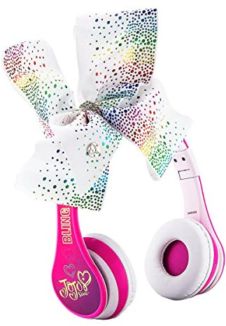 JoJo Siwa Kids Bluetooth Headphones for Wireless Rechargeable Foldable Bluetooth Headphones with Microphone Kid Friendly Sound and Bonus Detachable Cord