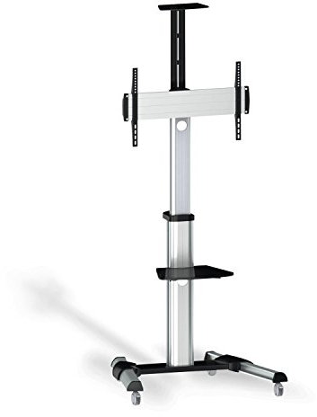 AISENS FT70TRE-037 - Soporte de Suelo para Monitor/TV DE 37-70 (con Rueda y Bandeja para DVD) Color Plata