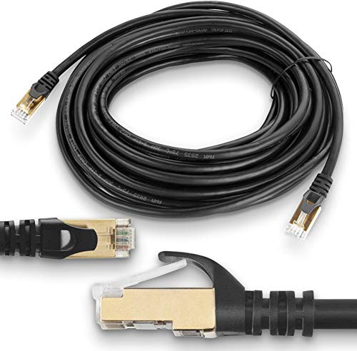 Netzwerkkabel 1m 2m 5m 7m 10m 15m CAT7 DSL Patchkabel Internet Ethernet LAN Netzwerk F/FTP Kabel vergoldet Schwarz, Farbe:Schwarz, Länge:7 m