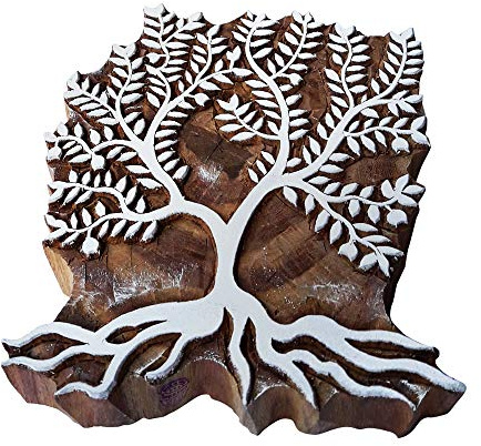 Jaipuri Imprimer Bloc Gros Arbre feuillu Forme Grand Bois Timbre
