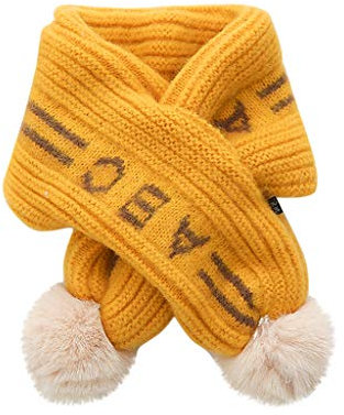 SUCES Mädchen Steck-Schal weicher Bequem Strickschal Kinder Süß Warme Schals mit Bommel Outdoor Kind Winter Schals gestrickte Kinderschal Unisex