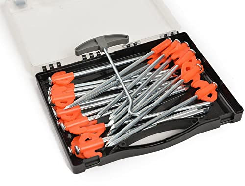 Hi-Gear 20 Heavy Duty Steel Tent Pegs - Extra Strong Multipurpose for Gazebos and Awnings, Camping Equipment, Natural, One Size