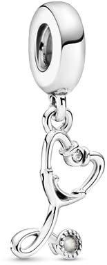 PANDORA Passions Stethoskop Herz Charm-Anhänger Sterlingsilber