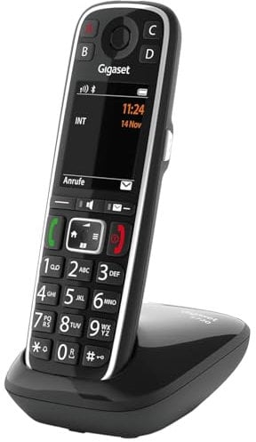 Gigaset E720 - Schnurloses Senioren DECT-Telefon - sprechende Wähltasten - Nummernansage & Namensansage - Anrufübertragung per Bluetooth - Lautstärkeanpassung, schwarz [Deutsche Version]