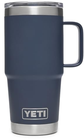 YETI Rambler 20 oz Travel Mug, Stainless Steel, Vacuum Insulated with Stronghold Lid, Navy