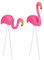 Relaxdays 4 x Flamingo Figur, niedliche Gartendeko, tropisches Flair, Teichfiguren Kunststoff, Metall, Dekofigur 2 Größen, pink