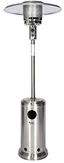 Stufa A Fungo Professionale Gpl 13kW In Acciaio Inox Riscaldatore Esterno Da 2.21 Mt Con Ruote Sicurezza Per Terrazze e Giardini Colore Silver