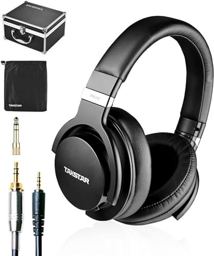 Takstar Over-Ear-Kopfhörer, Kabelgebunden, HiFi-Stereo, dynamisches Studio-Geräuschunterdrückung, 3-Bass-Anpassung, 10Hz-20kHz Frequenzgang für Musikstudio-Aufnahme-Überwachung