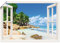 ARTLAND Wanddeko Poster & Kunstdrucke Wandposter Querformat Fensterblick Strand Karibik Meer Palmen Südsee Natur U1UC