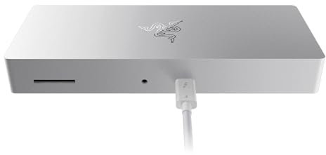 Razer Thunderbolt 4 Dock (Mercury) - Premium Hub mit RGB-Beleuchtung für Windows und Mac (10 Anschlüsse in einem, Ausgabe auf zwei 4K-Monitoren oder einen 8K-Monitor) Weiß