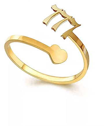 AJRUIER Engel Zahlenringe Edelstahl Verstellbare Ringe Fingerringe Offenes Gold 777 Ring Schmuck Ringe Geschenk