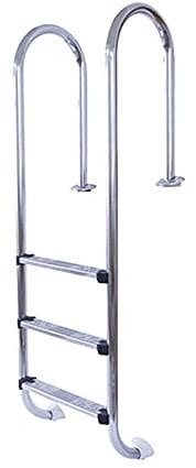 HHXD Pool Ladder,Stainless Steel Swimming Pool Stair Rail with Non-Slip Mat,Swimming Pool Dock for Indoor and Outdoo/Silver / W50cm×H130cm
