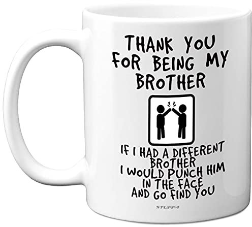 Taza con texto en inglés Thank You for Being My Brother, regalos divertidos para hermano, regalo para hermano, regalos para el mejor hermano, tazas de cerámica de 325 ml, aptas para lavavajillas,