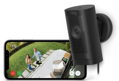 Ring Caméra extérieure Pro avec adaptateur secteur (Stick Up Cam Pro) | Caméra de surveillance wifi, vidéo HDR 1080p, détection de mouvements 3D | Essai Ring Home gratuit 30 j.