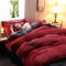 Amacigana Flausch Bettwäsche 3-teiliges Set Warme Winter Microfaser Thermo Fleece Bettwäsche 135x200 Winter Wende Plüsch Bettwäsche Bettwäscheset Mit Bettbezug Und Kissenbezug (Rot,150x200 cm)