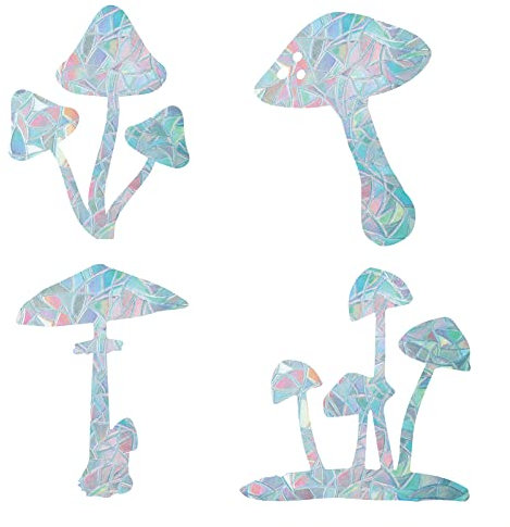 GORGECRAFT 16 STÜCKE Pilz Fensterklammern Statische Aufkleber Anti Kollision Glas Aufkleber Nicht Klebende Vinylfolie Dekoration Aufkleber Für Schiebetüren Fenster Verhindern Stop Birds Dogs