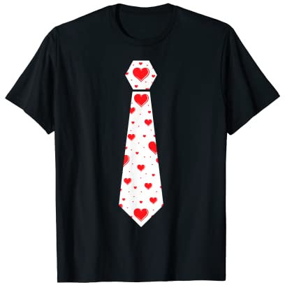 Krawatte Schlips Aufdruck Herzen Anzug Valentinstag JGA T-Shirt