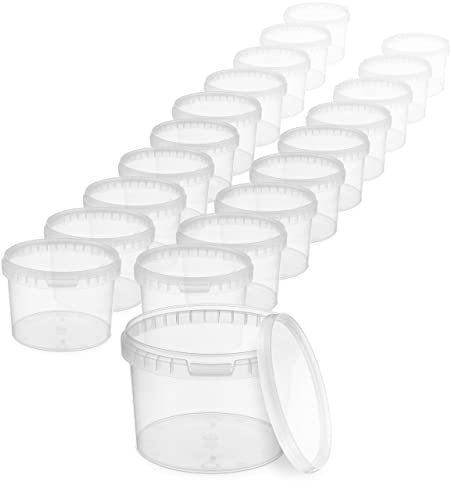 BenBow Eimer mit Deckel 0,5l transparent 100x 0,5 Liter - lebensmittelecht, stabil, luftdicht - auslaufsicher, geruchsneutral - Aufbewahrungsbehälter aus Kunststoff - leer