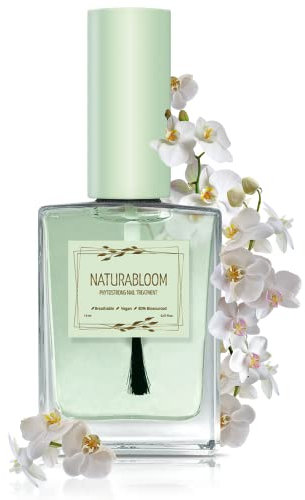 NATURABLOOM Phytostrong Nail Treatment - Breathable Clear Nail Polish & Natural Nail Strengthener for Damaged Nails with AHA, Vitamin E and Bamboo Extract, Vegan Nail Hardener & Base Coat Nail Varnish
