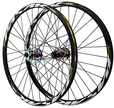 24 Zoll Mountainbike Laufradsatz, 26/27,5/29 Zoll Doppelwandig Aluminiumlegierung Hybrid/MTB Fahrradfelge Scheibenbremse Kompatibel 7/8/9/10/11 Speed 2150g (Farbe : Green, Size : 26 inch)