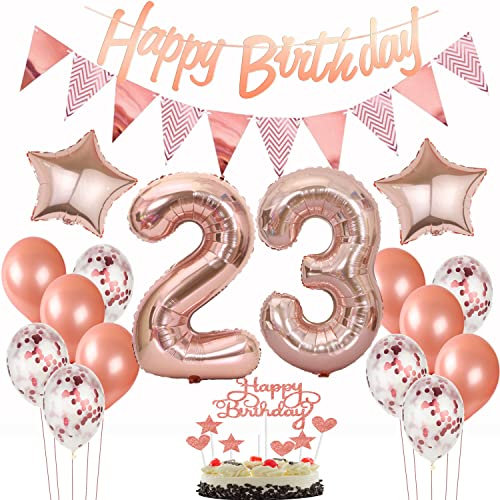deko 23. geburtstag frauen deko rosegold ,ballon 23. geburtstag kuchen deko luftballon 23 rosegold Tortendeko 23 Geburtstag girlande banner geburtstagsdeko 23 jahre Tortendeko