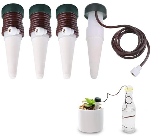 CHSEEO Sistema de Riego Automático Kit, 4 PCS Riego por Goteo Picos, Autorriego De Planta, Dispositivo de Irrigación Automático en Vacaciones, para Regar Plantas en Interiores y Exteriores