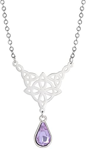 unift Collana di Nodo Della Strega per le Donne in Acciaio Inox Scavare Nodo Celtico Con Goccia a Forma di Ametista Colorata Collana di Cristallo Ciondolo Wiccan Symbol Gioielli Regali (Ametista)